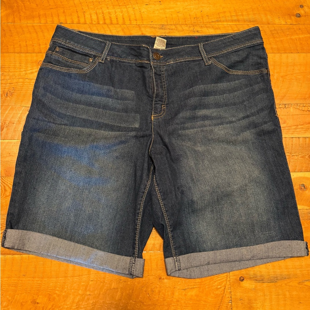Faded Glory Dark Blue Bermuda Jean Shorts